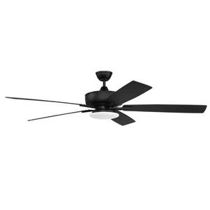 lot 13157 image: S112FB5-60FBGW Craftmade Lighting Super Pro 112 Series - 60 Inch 5 Blade Ceiling Fan with Low Profile Light Kit