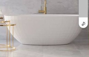 MTI Tayla Freestanding Soaker Bathtub, S410-WH-GL 65-3/4" L x 32-1/2" W x 24" H (Retail $5850)