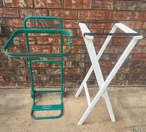 lot 405 image: Radio Two-Wheel Hand Cart and Folding Luggage Stand Set