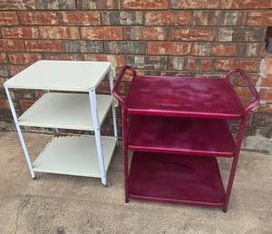 lot 406 image: (2) Metal Utility Carts with Three Shelves