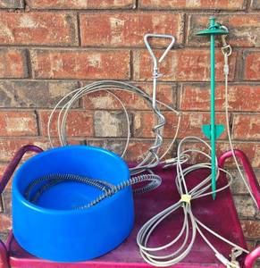 lot 416 image: Heated Dog Bowl and (2) Tie - Stakes with Cables