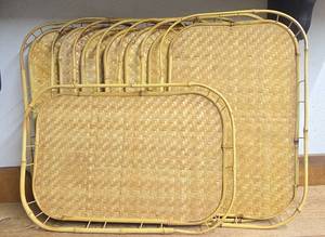 lot 113 image: Bamboo Woven Serving Trays 8pc Set