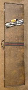 lot 139 image: Gun Case (1 clasp is broken off), New Synthetic CLP Gun Oil and Shot Gun Cleaning Rod