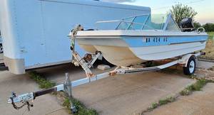 1971 Glass Master 15' Tri-Hull Walk Through Boat with 115 HP Mercury Motor on TrailRcraft Trailer with 2 New Tires