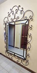 lot 14 image: Large Rustic Iron Scrolled Mirror by Arhaus Arabesque 86 x 53
