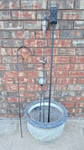 lot 424 image: Planter 21 Diameter, Oil Torch, Shepherds Hook and more