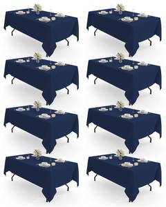 lot 21954 image: Pureegg Rectangle Table Cloth 60 x 84 8 Packs, Durable Polyester Tablecloth Offers Reusable & Washable Protection, Ideal for Outdoor Party, Picnic, Wedding, Banquet and Birthday, Navy Blue - Retail $35