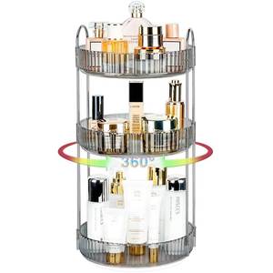 lot 21955 image: Niluks 360 Rotating Makeup Organizer, 3 Tier Large Capacity Lazy Susan Bathroom Counter Organizer, Skincare Organizers, Spinning Perfume Organizer & Vanity Organizer Countertop (Classic Grey, 3 Tier) - Retail $27
