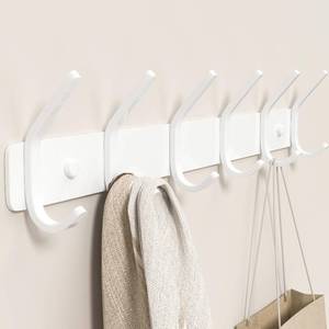 lot 21960 image: GWAAZXGZ Coat Rack Wall Mount Hooks - 15 Inch Matte White Metal 6-Hook Organizer Wall Mounted, Modern Kids Room, Entryway & Bathroom Hanger for Beach Towels, Coats, Purses, Bags (1 Pack) - Retail $13