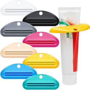 lot 29594 image: Chengu 8 Pieces Toothpaste Squeezer Hanging Tube Squeezer Dispenser Tool Toothpaste Rollers Clips for Hand Cream, Paint Tubes, Cosmetics, Bathroom, 8 Random Picture Colors - Retail $7