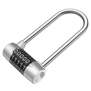 lot 29595 image: KeeKit 5 Digit Combination Padlock, 4.65 Inch Long Shackle Resettable Padlock, Lengthened Gym Lock Waterproof for School, Employee, Gym & Sports Locker, Gate, Case, Toolbox, Fence - Silver - Retail $14