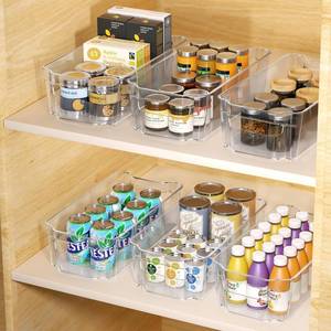 lot 29605 image: Clear Fridge Organizer, Refrigerator Organizer Bins with Handle, Freezer, Kitchen Cabinet, Pantry Organization, BPA Free Fridge Organizers (12.4 inch 6 Pack) - Retail $18