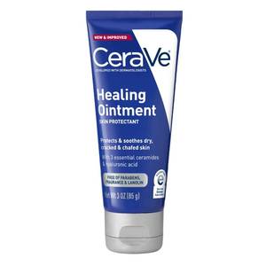 lot 29609 image: CeraVe Healing Ointment, Hydrating Skin Protectant With Petrolatum, Hyaluronic Acid & Ceramides, Face & Body Skin Barrier Repair For Cracked, Chafed, Dry Skin, Fragrance Free & Lanolin Free, 3 Oz - Retail $10