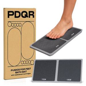 lot 29616 image: PDQR Premium Pumice Mat for Feet with 100 & 180 Grit Stones, Callus Remover and Exfoliator for Smooth Heels and Toes, Gentle Durable Foot Care Tool for At-Home Pedicure and Spa Softness - Retail $19