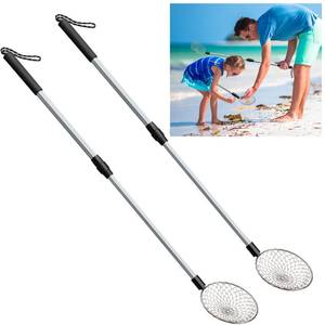 lot 29627 image: 2 Pack 5.3 Inch Beach Sand Sifter- 2235 Inch Adjustable Shark Tooth Sifter- Sand Scoop Shell Scooper for Beach- Beach Scoop Shovel and Sifter Tool for Picking Up Shells Beachcombing & Rock Hunting - Retail $18