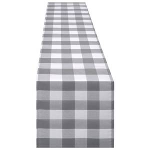 lot 29636 image: tiosggd Grey Gingham Table Runner, Long Buffalo Check Farmhouse Table Runner, Gray and White Plaid Checkered Dresser Runner, Rustic Dining Kitchen Picnic Spring Table Decorations - Retail $10