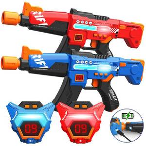 lot 29644 image: Rechargeable Laser Tag Guns Toys Set of 2 with Upgraded LED Digital Multi-Functional Vests Birthday Gifts for Kids Boys Girls 8 9 10 11 12 Years Old Teens Adults Christmas Indoor&Outdoor Activities - Retail $32