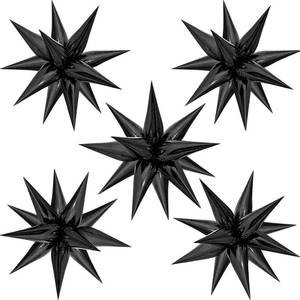 lot 29645 image: ZAKVOOR 60 Pcs Star Balloons 12 Spike Foil Explosion Party Decoration Balloons for Halloween Graduation Birthday (Black) - Retail $7