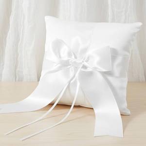 lot 29647 image: Skrfren Wedding Ring Bearer Pillow, White Lovely Ring Bearer Pillow Cushion Rings Bearers Cushion Ceremony Rings Holder for Flower Boy or Girl, Wedding Ringpillow for Ceremony Proposal Bearers - Retail $9