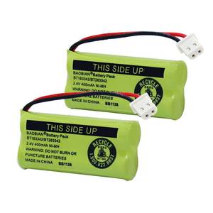 lot 29658 image: BAOBIAN BT183342BT283342 2.4V 400mAh Ni-MH BT166342BT266342 BT162342BT262342 Rechargeable Cordless Phone Battery CS6709 CS6609 CS6509 CS6409 EL52100 EL50003 (2 Pack) - Retail $8