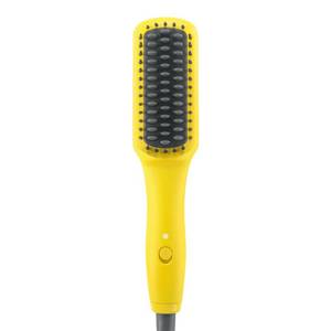 lot 29677 image: Drybar The Baby Brush Crush Mini Heated Straightening Brush, Corded Electric, Yellow - Retail $50