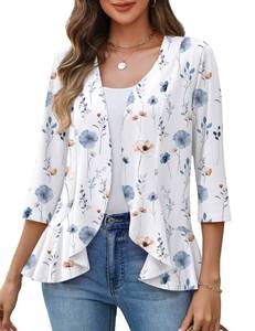 lot 29678 image: Zeagoo Summer Shrugs for Women Lightweight Open Front Short Sleeve Cardigan Sweaters Beach Vacation Clothes, 2XL - Retail $18