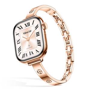 lot 29682 image: Missair Slim Bands Compatible with Apple Watch 38mm 40mm 41mm 42mm 44mm 45mm 46mm 49mm for Women, Thin Bracelet Dressy Designer Stainless Steel Metal Strap for iWatch Series 11 10 9 8 7 6 5 4 SE Ultra - Retail $25