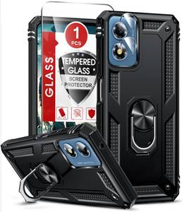 lot 29691 image: LeYi for Moto G-Play-2024 Case Motorola G Play 2024 Case with Screen Protector and Camera Lens Protector, Heavy Duty Smartphone Phone Cover Magnetic Ring Stand GPlay 2024 Accessories, Black - Retail $7