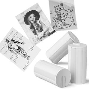 lot 31513 image: ETIKEZ Genuine Self-Adhesive Thermal Printer Stickers, Compatible with PM290C Mini Sticker Printer, Black on White, 54mmx3.2m Sticker Paper for Journal, Study, Photos, Note, 3 Rolls, Transparent - Retail $13