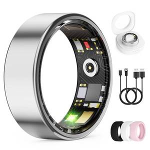 lot 31514 image: UniJethro Smart Ring for Women & Men, Health Tracker Ring with Heart Rate, Blood Oxygen,Blood Pressure, IP68 Waterproof Fitness Ring, Sleep Tracker for iPhone and Android, No APP Fee (Silver, 11#) - Retail $40
