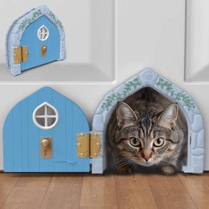 lot 44145 image: Fairy Door Interior Pet Door - Large Cat Door for Cats Up to 20 lbs, Durable & Versatile Indoor Kitty Door for Solid or Hollow Core, Stylish Cat Hole, Comfortable, Easy Install, with Tight Lock - Retail $30