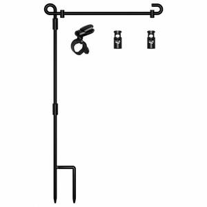 lot 44146 image: HOOSUN Garden Flag Stand,Premium Garden Flag Holder Pole Metal Powder-Coated Weather-Proof Paint with Graden Flag Clip and Spring Stoppers Without Flag Garden Decorations - Retail $8