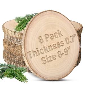 lot 44152 image: 8pcs Wood Slices for Centerpieces 8-9inchs-Christmas Rustic Wood Circles Wedding Table Decor-Unfinished Baby Shower Wood Rounds for DIY Crafts - Retail $40