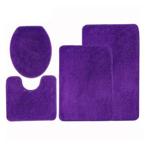 lot 44156 image: Heavyoff Bathroom Rug Sets, 4 Pieces Soft Area Rugs Set, Toilet Base Mat Carpet, Absorbent Washable Mats Dry Quickly, Home Decor and Bath Room Accessories, Purple - Retail $26
