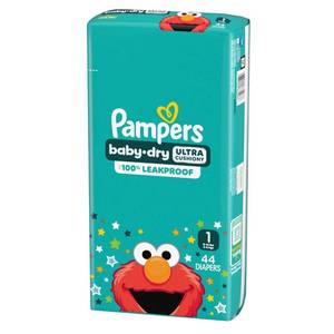 lot 44158 image: Pampers Diapers - Baby Dry - Size 1, 44 Count, Absorbent Disposable Infant Diaper (Packaging May Vary) - Retail $11
