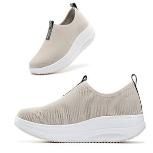 lot 44163 image: Oude Beige Chunky Sneakers for Women Cushy  Womens Slip On Tennis Shoes Cushy  Woman Loafers Cushy  Thick Rocking Bottom Size 6