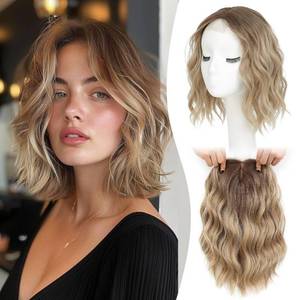 lot 44170 image: MORICHY Short Wavy 10 Inch Hair Topper for Women, Lightweight & Breathable Wiglet for Thinning Hair with 6.5x6.5 Base, Instantly Adds Volume and Coverage - Retail $33