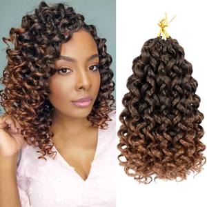 lot 44190 image: Vomella GoGo Curl Crochet Hair 8 Packs 10 Inch Water Wave Curly Crochet Hair for Black Women Ombre Brown Short Beach Curl Synthetic Deep Twist Crochet Hair Extensions T30 - Retail $20