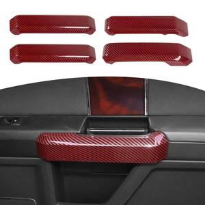lot 44197 image: RT-TCZ for F150 Inner Door Handle Cover Trim for Ford F150 2015-2020 Red Carbon Fiber Interior Accessories 4pcs - Retail $33