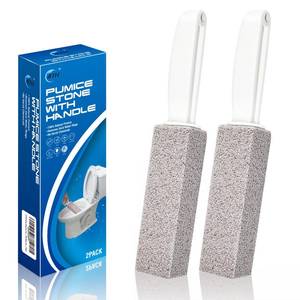 lot 44202 image: Pumice Stone for Toilet Bowl Cleaning,Pumice Stick with Handle,Cleans Away Limescale Stain,Hard Water Rings, Calcium Buildup,Iron and Rust. Remover for TileBathKitchenHousehold - 2 Piece - Retail $7
