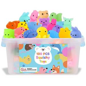 lot 44205 image: Party Favors & Squishy Toys Bulk for Kids 4-12, Fidget Toys Sensory Stress Relief Toys for Classroom Prizes, Christmas Stocking Stuffers, Birthday Goodie Bags & Teacher Supplies 100 pcs - Retail $24