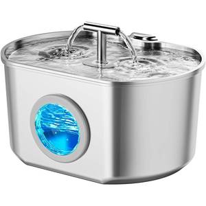 lot 44215 image: Cat Water Fountain Stainless Steel - Pet Drinking Fountain for Cats Indoor - 2.2L74oz Automatic Water Dispenser with Watering Level Window (1 Filter) - Retail $20