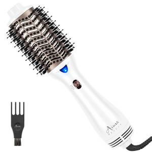 lot 44230 image: Aima Beauty Blow Dryer Brush - Ionic Ceramic Hot Air Brush for Frizz-Free Straightening & Voluminous Blowout, 2.3 60mm Oval Barrel with Nylon Bristles, 360 Surrounded Vent, 3 Heat Settings, White - Retail $32
