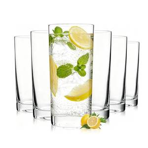 lot 44231 image: OUWO Highball Glasses Set of 6, 13oz Tall Drinking Glasses, Water Glass for Kitchen, Tom Collins Glasses, Mojito Glass Cups, Cocktail Glasses for Bar Glassware - Retail $20