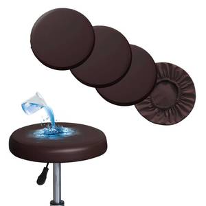 lot 44236 image: Shukii Stool Covers - 4 Pack Waterproof PU Slipcovers with Elastic Cushion for Round Bar Stool Seats - Retail $24