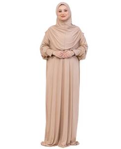 lot 44242 image: Prien Prayer Dress For Women, Cotton Muslim Abaya, Soft Hijab, Elegant Turkish Islamic Wear For Eid, Ramadan, Umrah, Hajj (Deep Mink) - Retail $40