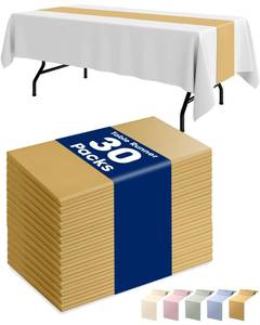 lot 44249 image: Pureegg Plastic Table Runners Disposable 30 Pack, 14 x 108 Inch Table Runner, Wedding Party, Decorative Table Runner, Rectangle, Light, Pastel Plastic Cover, Leakproof & Sturdy, Sage Green - Retail $20