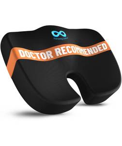 lot 44270 image: Everlasting Comfort Doctor Recommended Memory Foam Seat Cushion for Office Chairs & Car - Ergonomic Office Desk Accessories - Cushions for Tailbone Pain Relief, Sciatica (Black, Large) - Retail $48
