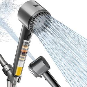 lot 44275 image: Cobbe Ion Drops Filtered Shower Head with Handheld, High Pressure 5 Spray Mode Showerhead with Filters, Built-in Power Wash for Hard Water - Remove Chlorine - Reduces Dry Itchy Skin, Gray - Retail $23