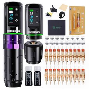 lot 44277 image: Dragonhawk L3 Tattoo Kit, CordlessCord Complete Tattoo Gun Kit Pen Machine, 7 Strokes Length, 2 Batteries 2,000mAh Power Supply with Rca Jack Part, Pro Tattoo Needles for Beginner - Retail $149